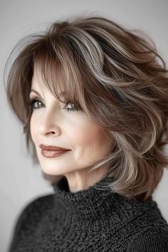 Hair For Women Over 60 Aging Gracefully, Hair Styles For 60+ Women, Feathered Bob Hairstyles, Hair Pic, Youthful Hairstyles, Hairstyles For Seniors, Medium Hair Styles For Women, Side Swept Hairstyles