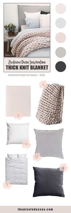 the instructions for how to make a bed with white linens and neutral colors, including black