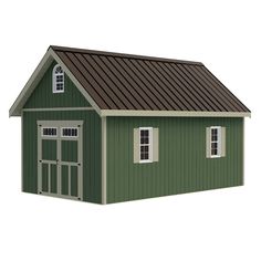 The Springfield do-it-yourself storage shed from Best Barns has lots of room for your lawn equipment, tools and storage of your household items. The second floor loft offers 4 ft. to 3 in. of headroom and is 8 ft. W x 16 ft. D with access location determined during construction. Organize all your items by easily adding shelving, not included, in the first floor area. Check with your local permit authority before placing order. Building shipped directly to you via curbside delivery or order to sh Wood Siding Colors, Wood Shed Kits, Wood Storage Shed, Storage Shed Kits, Home Depot Store, Farm Shed, Wood Storage Sheds, Shed Sizes, Best Barns