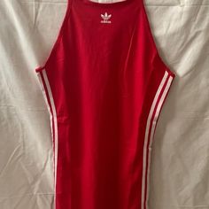 Adidas Women's Adicolor Classics Tight Summer Dress *New With Tags *Size Large *Slim, Stretch Fit *Better Scarlet Red With Adidas Classic White 3-Stripes Side Detail *High Neckline *Open Back *Spaghetti Shoulder Straps *Materials: Cotton, Spandex Summer Stretch Adidas Dresses, Casual Red Stretch Bodycon Dress, Adidas Sleeveless Spring Dresses, Adidas Fitted Mini Dress, Fitted Adidas Mini Dress, Adidas Sporty Summer Dresses, Sporty Adidas Summer Dresses, Tight Summer Dress, Adidas Dress