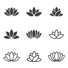 lotus flower icon set on white background royalty illustration