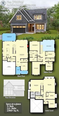 the floor plan for this modern house is very large and has lots of space to put in