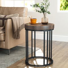 a living room scene with focus on the end table