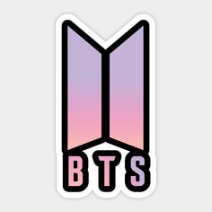 bts sticker with the word bt's in pink, purple and blue