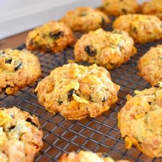 freshly baked muffins cooling on a wire rack