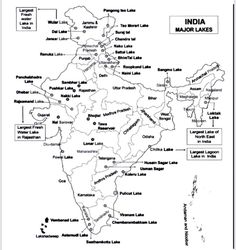 map of india showing major cities and their respective landforms in black and white, with the name