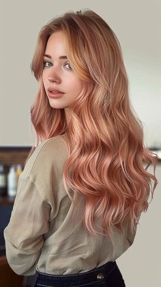 30 Hair Color Ideas That Will Inspire Your Next Style Evolution Copper And Blonde Balayage Rose Gold, Strawberry Blonde Pink, Glaze Hair Color, Unique Dyed Hair, Strawberry Pink Hair, Peach Hair Color, Rose Hair Color