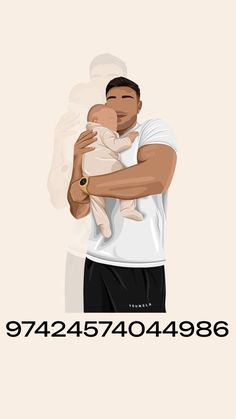 a man holding a baby in his arms with the words'944577049