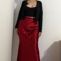 Questions? Leave A Comment Below! (Bint) Fitted Red Maxi Skirt For Night Out, Red Maxi Skirt For Night Out, Red Long Skirt For Night Out, Formal Fitted Red Maxi Skirt, Elegant Red Maxi Skirt For Night Out, Skirts Vintage, Satin Maxi Skirt, Satin Maxi, Vintage Skirt