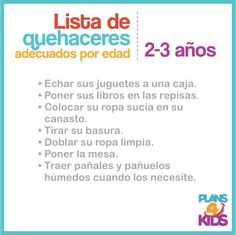 a poster with the words lista de quelaceres adecuados por edad