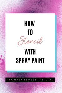 the words how to stencil with spray paint on a pink and blue background