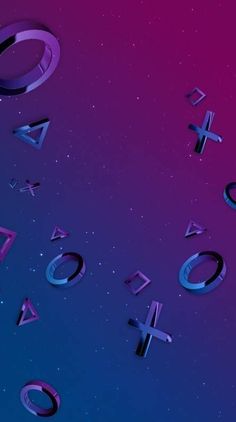 the letters are floating in the air with stars and space behind them on a purple background