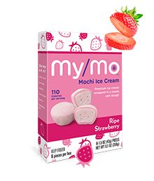 mymq mochi ice cream with strawberry on the front and in the back