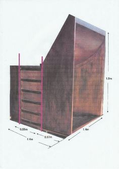 a drawing of a wooden dresser with measurements