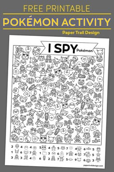 the free printable pokemon activity paper trail design is shown in black and white, with text