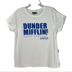 Nwot Dunder Mifflin T-Shirt. Dunder Mifflin Shirt, Dunder Mifflin, The Office, Colorful Shirts, Color White, Womens Tops, Tops & Tees, T Shirt, Women Shopping