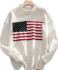 America Sweater, American Sweater, Flag Sweater, Usa Sweater, American Flag Sweater, Xmas List, Beaded Sweater, Nice Clothes, Sweater Oversized