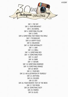 an instagram page with the words 30 days challenge on it