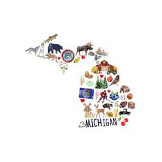 the michigan state map is made up of many different animals