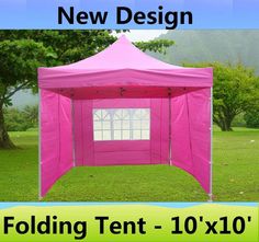 a pink tent with the words new design folding tent - 10'x10 '