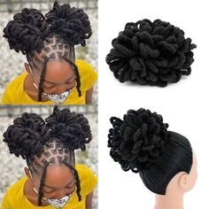 PRICES MAY VARY. Yinmei Baibian's new style dreadlocks bun ponytail, you don’t need to spend a few hours to do locs, it only takes a few minutes to make your hairstyle look new. Color: Black#. Weight: 95g. Diameter: 8inch(Medium-sized). Quantity: 2Pcs Dreadlock Hair Bun Drawstring Ponytail Hair Braids made from high quality heat resistant synthetic fiber, it's very soft and comfortable like your own hair, Easy to use, anytime for you to create an exclusive African style. Afro dreadlock hairpieces is pre-patterned, Beautiful faux locs bun, have a drawstring, two combs inside, No Deformation, No Tangle, Not easy to scatter. This Faux Locs Hair Bun Extensions, allows you to wash with shampoo and make smell with perfume. Arrange it slightly after washing, allow it in a ventilated place to dry Curly Crochet Styles, Ponytails For Black Women, Loc Ponytail, Style Dreadlocks, Curly Puff, Locs Bun, Bun Extensions, Dreadlock Hair, Hype Hair