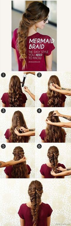 Best Hair Braiding Tutorials - Mermaid Braid - Easy Step by Step Tutorials for Braids - How To Braid Fishtail, French Braids, Flower Crown, Side Braids, Cornrows, Updos - Cool Braided Hairstyles for Girls, Teens and Women - School, Day and Evening, Boho, Casual and Formal Looks http://diyprojectsforteens.com/hair-braiding-tutorials #HairstylesforWomen Short Boho, Hair Dressing, Mermaid Braid, Braid Hairstyle, Pretty Braided Hairstyles, Easy Braids, Braided Hairstyles Tutorials, Short Hairstyle, Braids For Long Hair