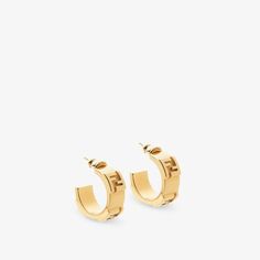 Small stud hoop earrings with embossed FF motif. Made of metal with a gold finish. Made in Italy. One Size Fendi Earrings, Metal Earrings, Gifts Holiday, Gold Gold, Earrings Gold, Gold Finish, Metallica, Gold Earrings, Gold Color