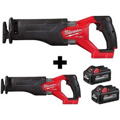 two milwaukee tools and one cordless screwdriver are shown in this image together