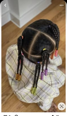 Plait Hairstyles For Kids, Black Daughter Hairstyles Easy, Easy Protective Styles For Kids, Kids Beads Hairstyle, Children Hairstyles Black For School, Toddler Hairstyles With Beads, Hairstyles For Mixed Curly Hair Kids, Bead Hairstyles For Kids Natural, Simple Toddler Braid Styles