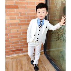 Awesome Tuxedo 3 pc Suit Set for Boys - White 3 pc Suit Set / 18-24 months Kid Tuxedo, Blazer Wedding, Kids Formal, Formal Tuxedo, Blazer For Boys, Formal Suit, Looking Dapper, Tuxedo Suit, Groom Wear