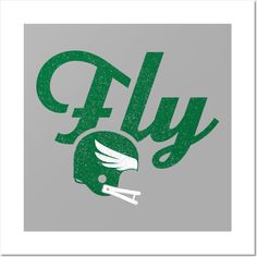 a green and white football helmet with the word fly in it's center, on a gray background