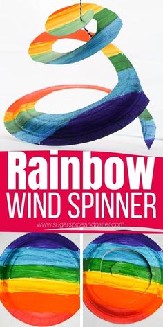 rainbow whirligi is an easy art project for kids