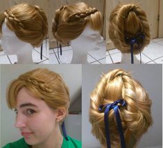 Coronation Anna wig test by 77Flower77 on DeviantArt Anna Cosplay, Elsa Coronation, The Coronation, Cosplay Wig, Platinum Blonde, Cosplay Wigs, Blue Fabric, Bobby Pins