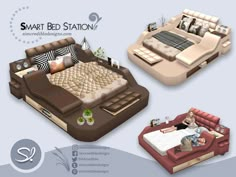 an inflatable bed and sofa are shown with the text, smart bed station