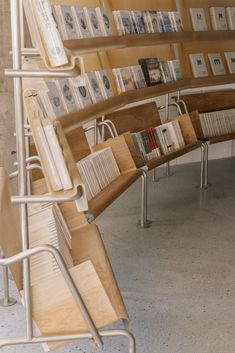 a row of bookshelves filled with lots of books