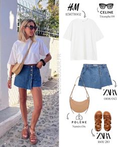 OOTD | Outfit inspiration 🇫🇷 | Three denim looks by @bbcvl 💙 | Instagram Denim Short Summer Outfit, Summer Short Skirt Outfits, Short Jeans Skirt Outfit