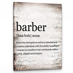 an old wooden sign with the words barber on it's front and back side