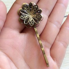 quantity:6pieces size: 22mmx56mm flower size:22mm hair pin length:57mm color:antique bronze If you need more pls contact me. Message Jewelry, Hair Pin, Silver Charms, Antique Bronze, Hair Clip, Charm Pendant, Belly Button Rings, Hair Pins, Etsy App