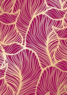 a red and gold wallpaper with leaves on it