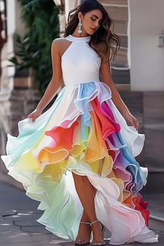 Ombre Dresses, Rainbow Wedding Dress, Plus Size Vacation, Fluffy Dress, Magical Dress, Girly Outfit, Tulle Maxi Dress, Secret Dress, Outfits Dress