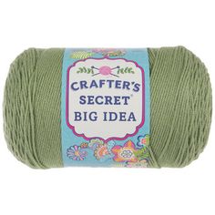 a ball of yarn with the words crafters'secret big idea on it in green