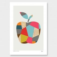 an apple with colorful geometric shapes on it