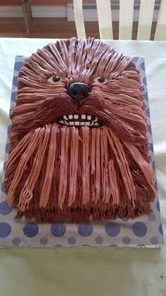 a cake made to look like chewbam from star wars