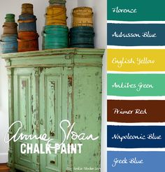 an old cabinet with some paint colors on it