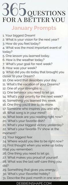 Becoming an improved version of yourself is the goal of every high-achiever. Come and join me for 365 questions for a better you, the January edition. Become a member of my Facebook Group #PlanWithDebbie for accountability, support, and motivation. #productivity #confidence #success #personaldevelopment #journaling #prompts #365questionsforabetteryou 365 Questions, Becoming A Better You, A Better You, Bullet Journaling, Journal Writing, Blog Tips, Journal Prompts