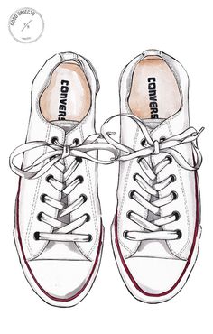 Good Objects, White All Stars, Converse All Star White, Converse Wedding Shoes, Shoes Illustration, Boots Slippers, Shoe Design Sketches, Shoes Drawing, Shoe Art