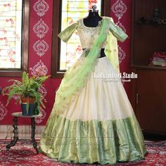 South Indian Wedding Outfits, South Indian Silk Saree, India Saree, Keep Me Stylish, Lehenga Saree Design, Half Saree Lehenga, Indian Outfits Lehenga, Half Sarees, Lehnga Dress