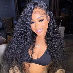 Water Wave 13x4 Full Frontal Glueless 13x6 Lace Wig Bleached Knots 180% Density | Real HD Lace Buy Wigs, Wave Wig, Deep Wave Hairstyles, Curly Human Hair Wig, Curly Waves, Lace Closure Wig, Deep Wave, Long Curly Hair, Wig Styles