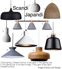 the different types of pendant lights are shown