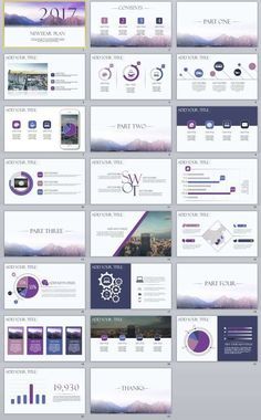 the powerpoint presentation is displayed with many different colors and shapes, including purples